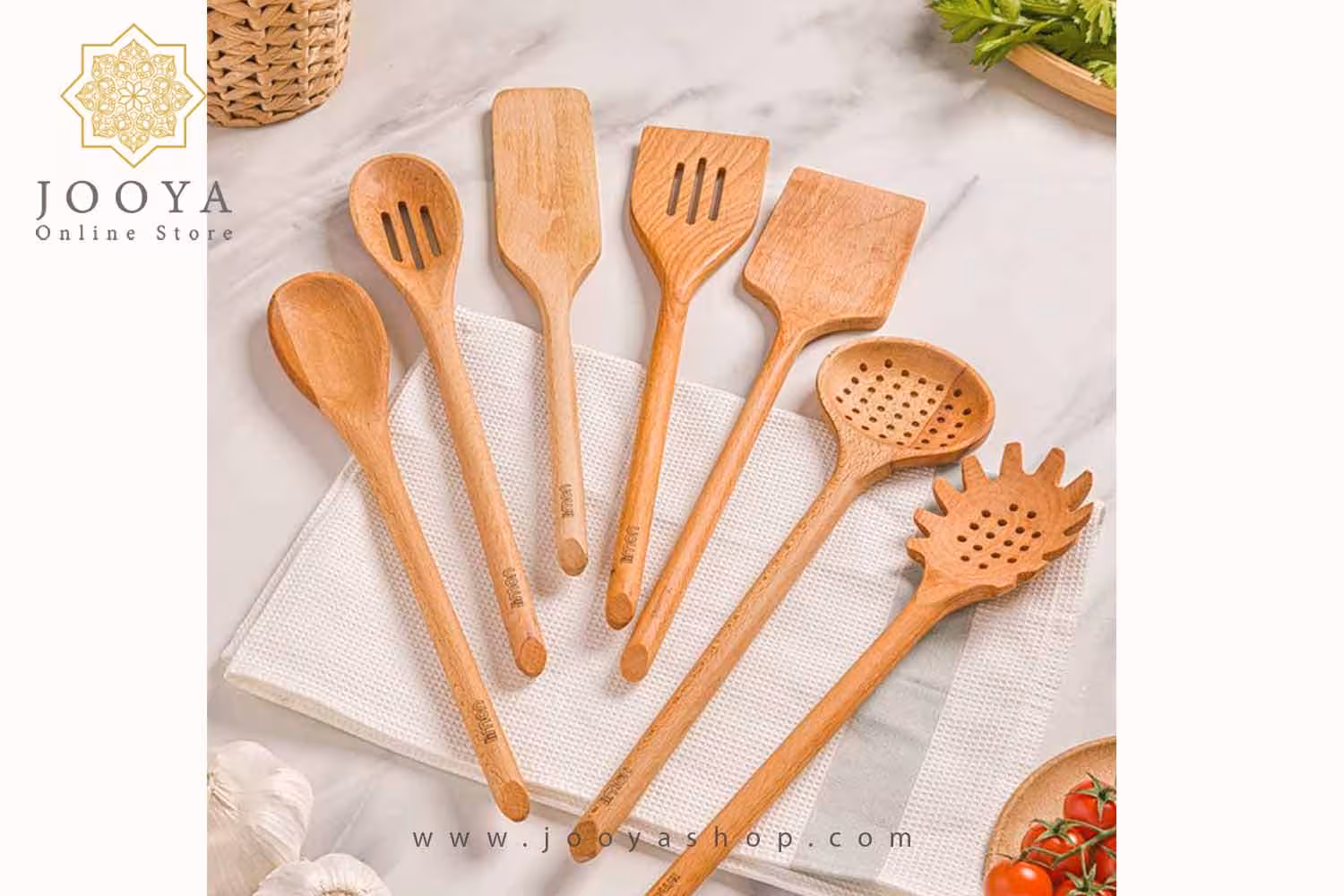 کفگیر و ملاقه های چوبی 7 عددی لیمون