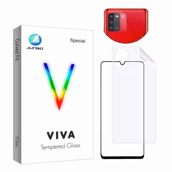 محافظ صفحه نمایش جانبو مدل FUL مناسب برای گوشی موبایل سامسونگ Galaxy A71 به همراه محافظ پشت گوشی و محافظ لنز دوربین