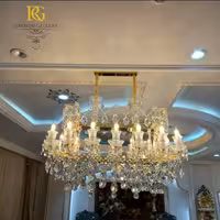 لوستر خطی طلایی روشن باکارات کریستالی (14 شاخه)