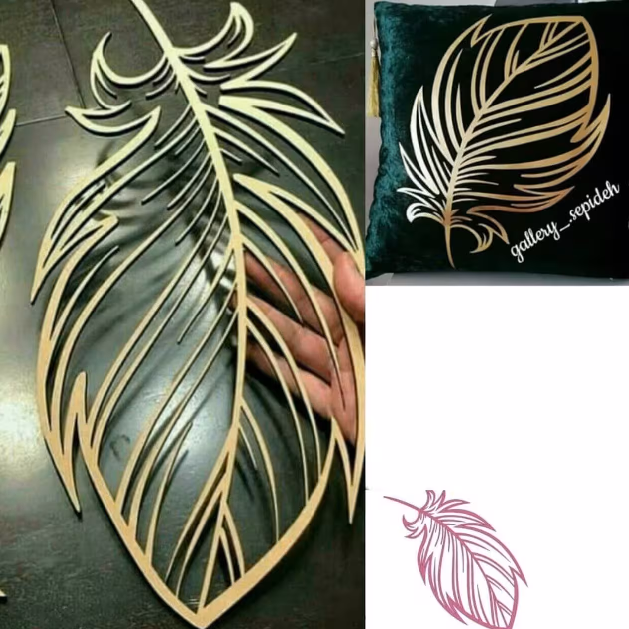 رومیزی چرم آئینه ای طرح برگ