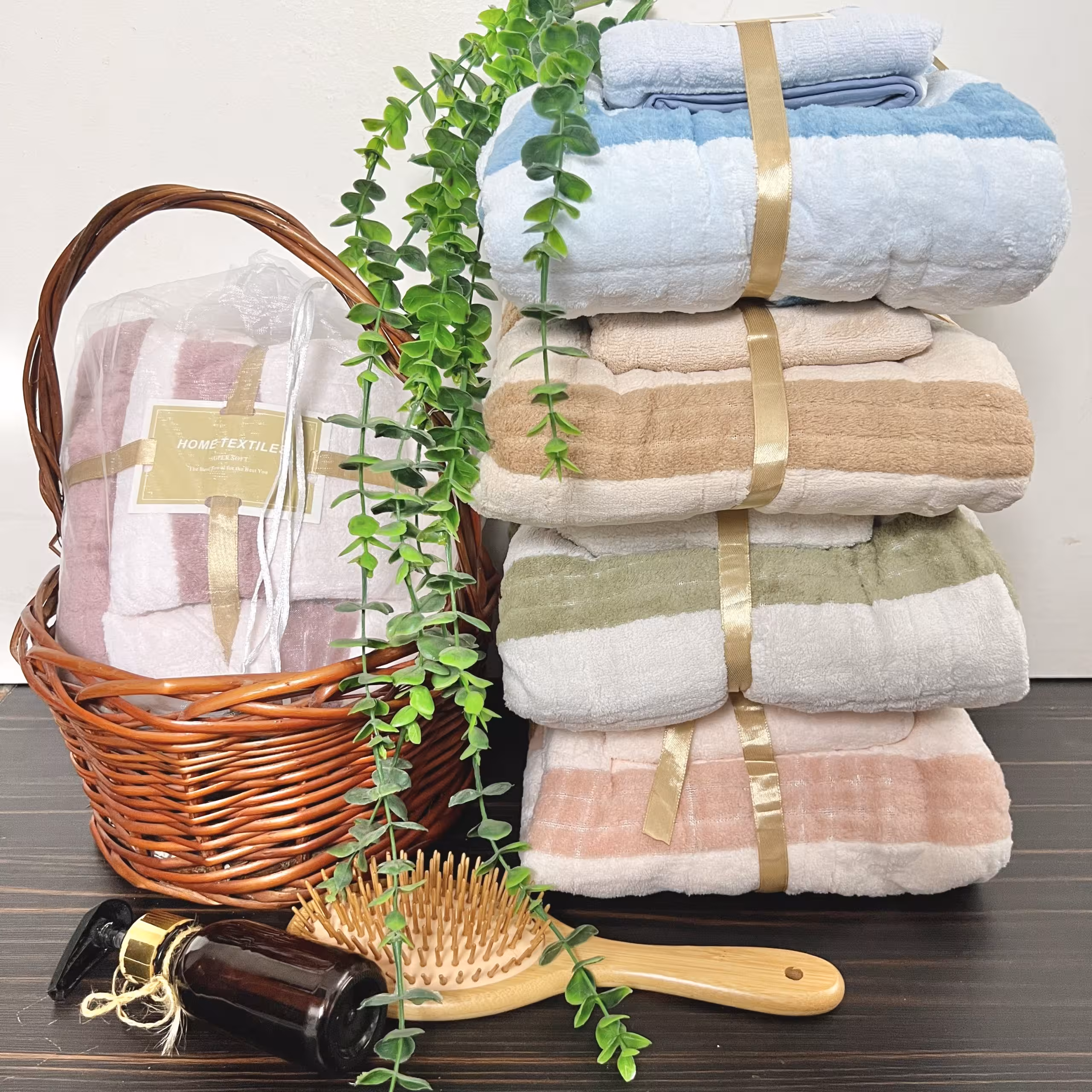 ست حوله میکروفایبر(نانو) راه راه