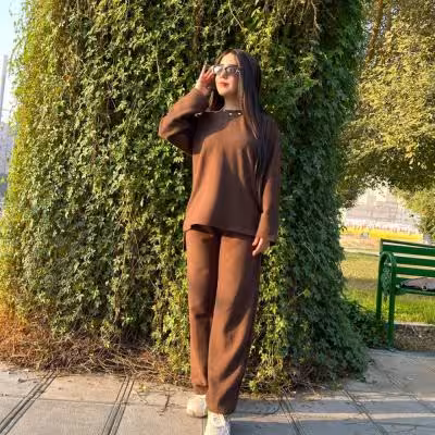 ست تیشرت و‌شلوار مخمل کبریتی پاییزه