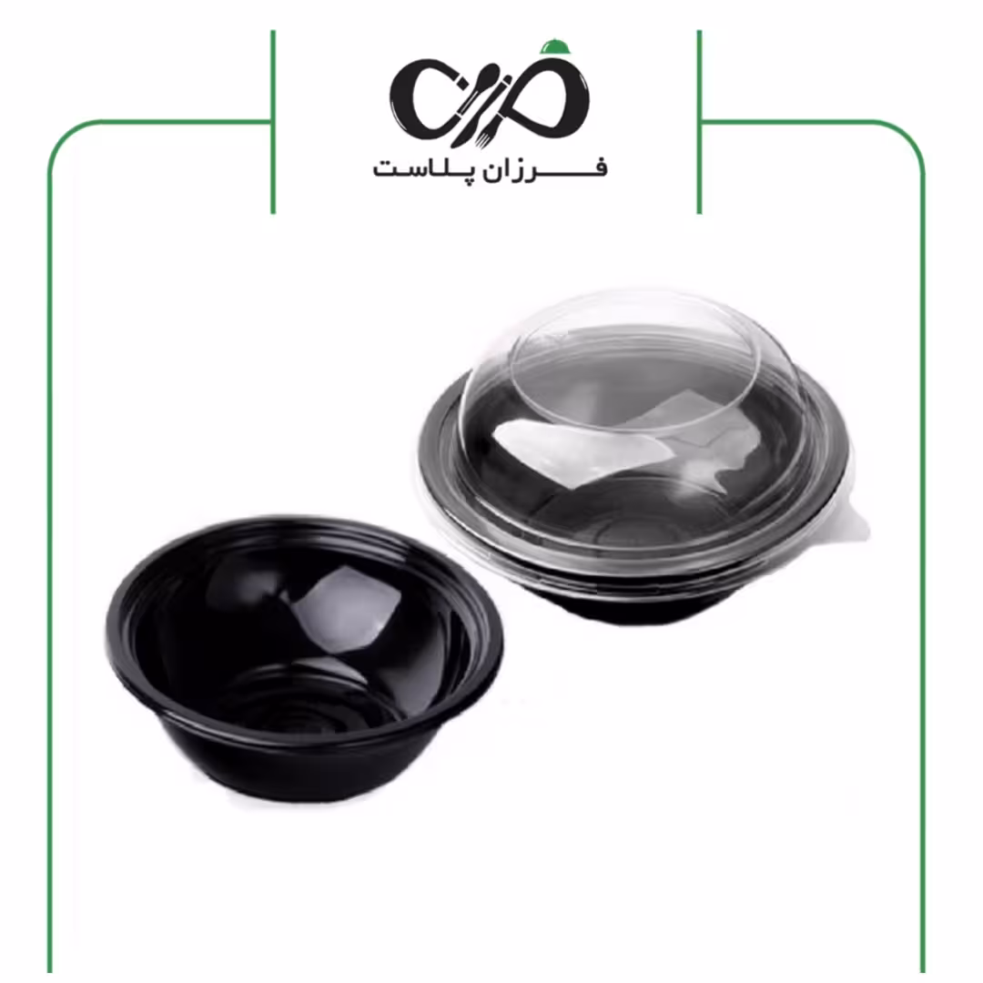 ظرف گرد یکبار مصرف سالاد سزار Ft150 بسته 5 عددی با درب مهرپارسا