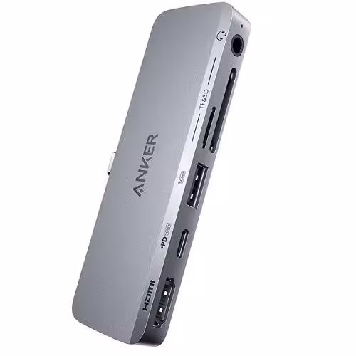 هاب 6 پورت Type-C آیپد انکر A8363HA1 با پورت Type-C و USB 3.0 و AUX و HDMI و کارت حافظه