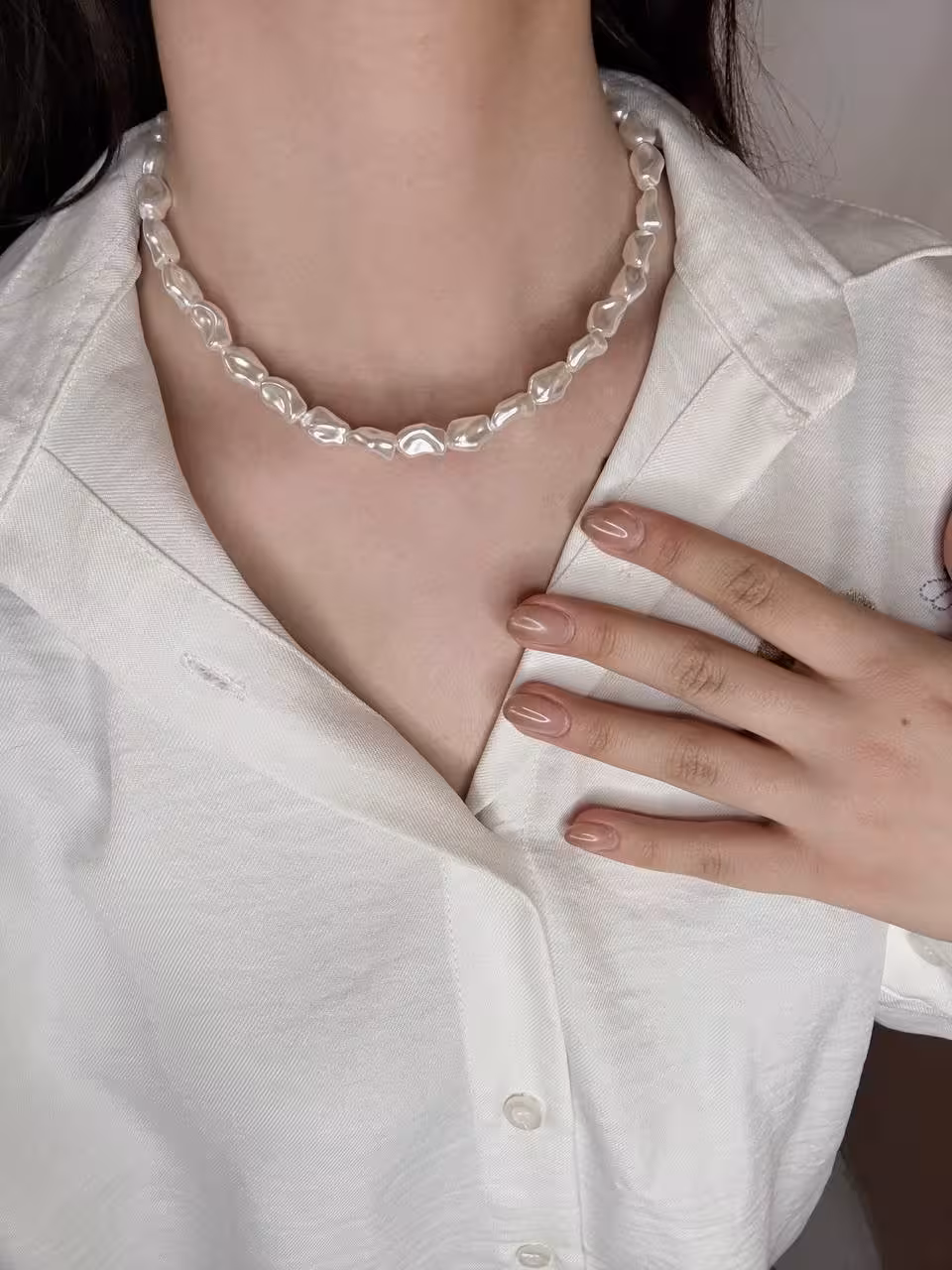 گردنبند طرح صدف باروک