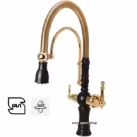 شیر ظرفشویی 2کاره فنری مدل بیزانس مشکی طلایی