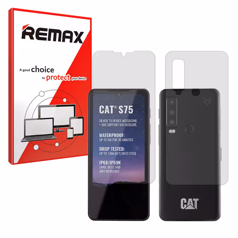 گلس صفحه نمایش و پشت گوشی کاترپیلار S75 مدل هیدروژلی مات برند ریمکس کد SS