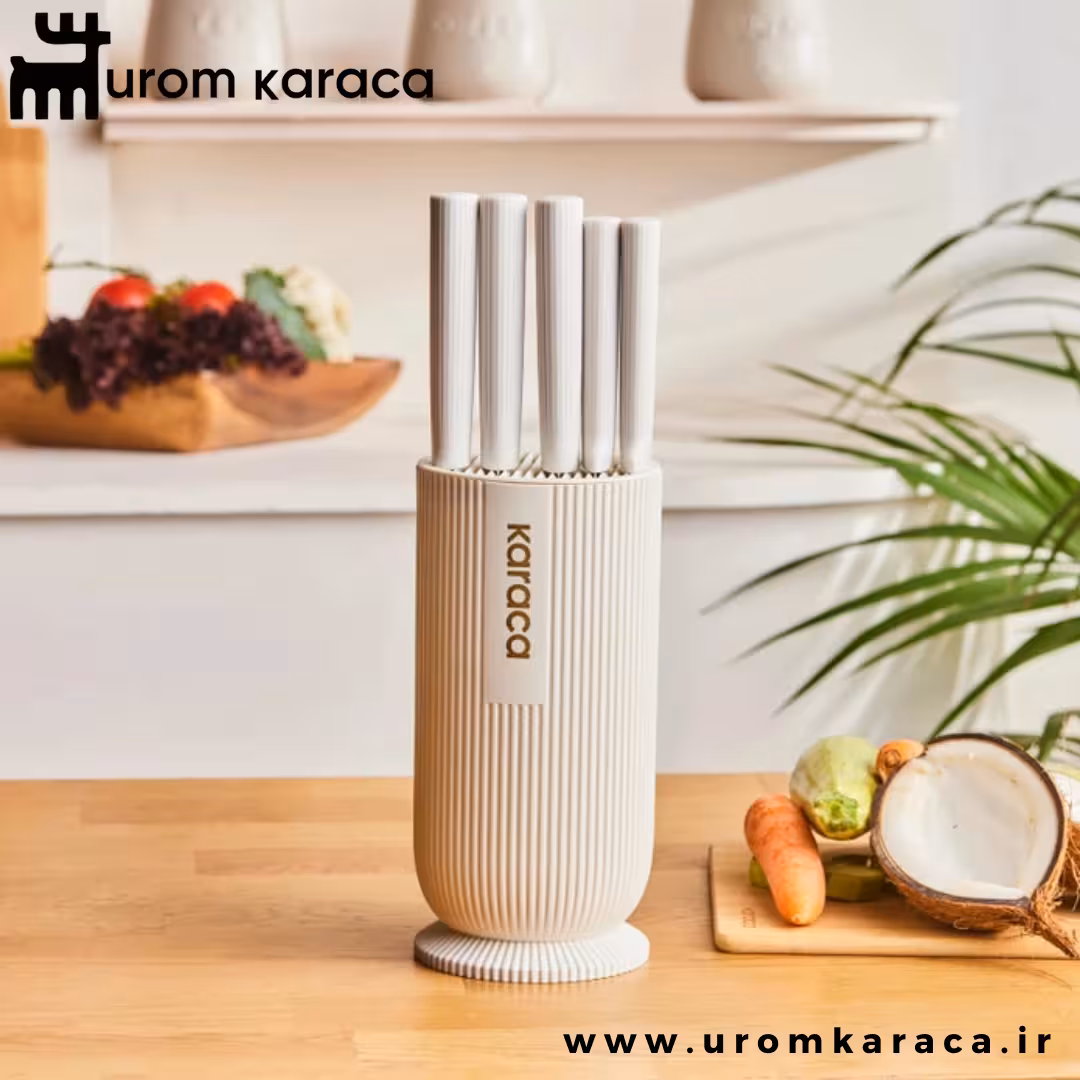 سرویس چاقو 6 پارچه کاراجا Massimo کرم گرد