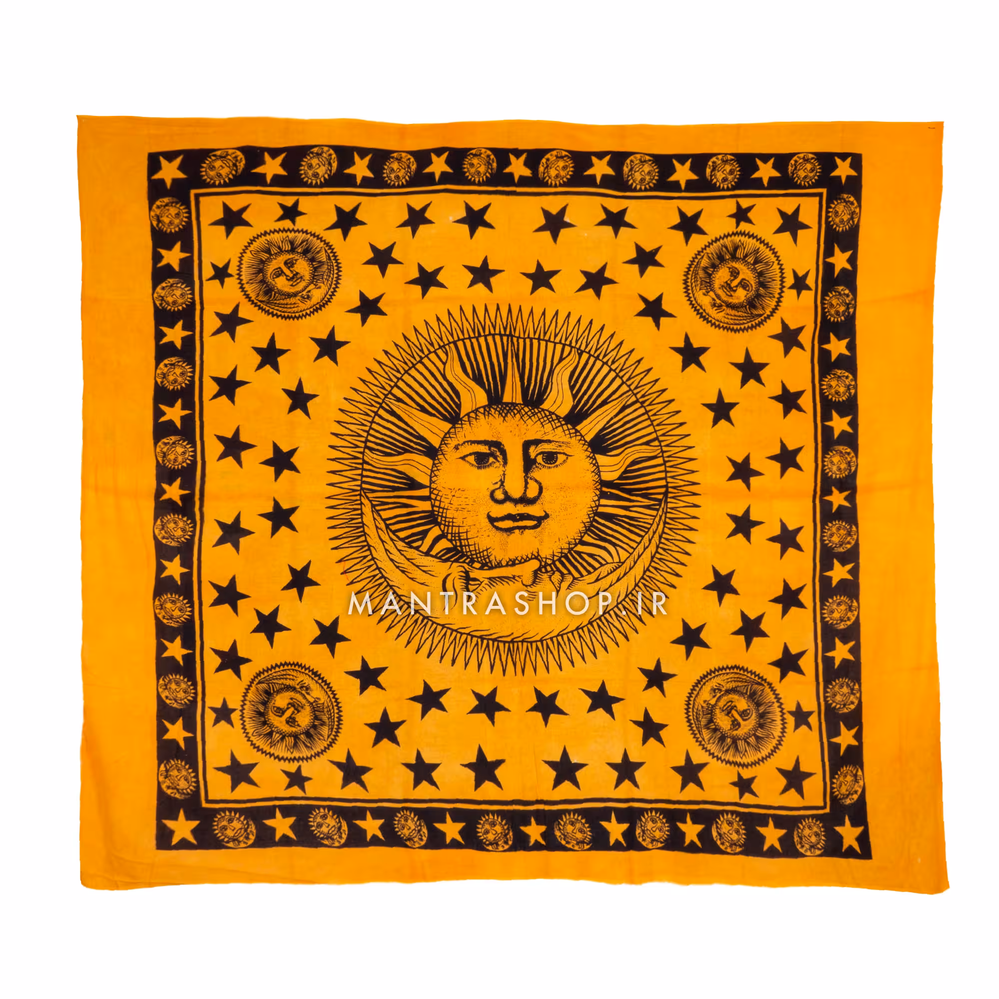 بکدراپ تپستری هندی دستباف اصل (Handloom Cotton) طرح خورشید زرد کد 290