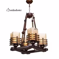 لوستر چوبی منچستر سر بالا 4 شعله