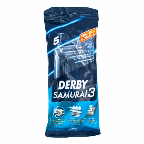 خود تراش مردانه دربی مدل Samurai 3 بسته 5 عددی