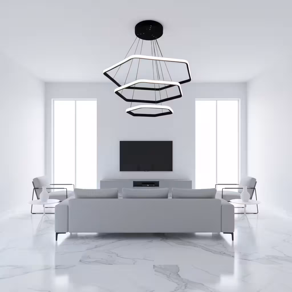 لوستر مدرن SMD شش ضلعی سه طبقه کوثر کد 7020095