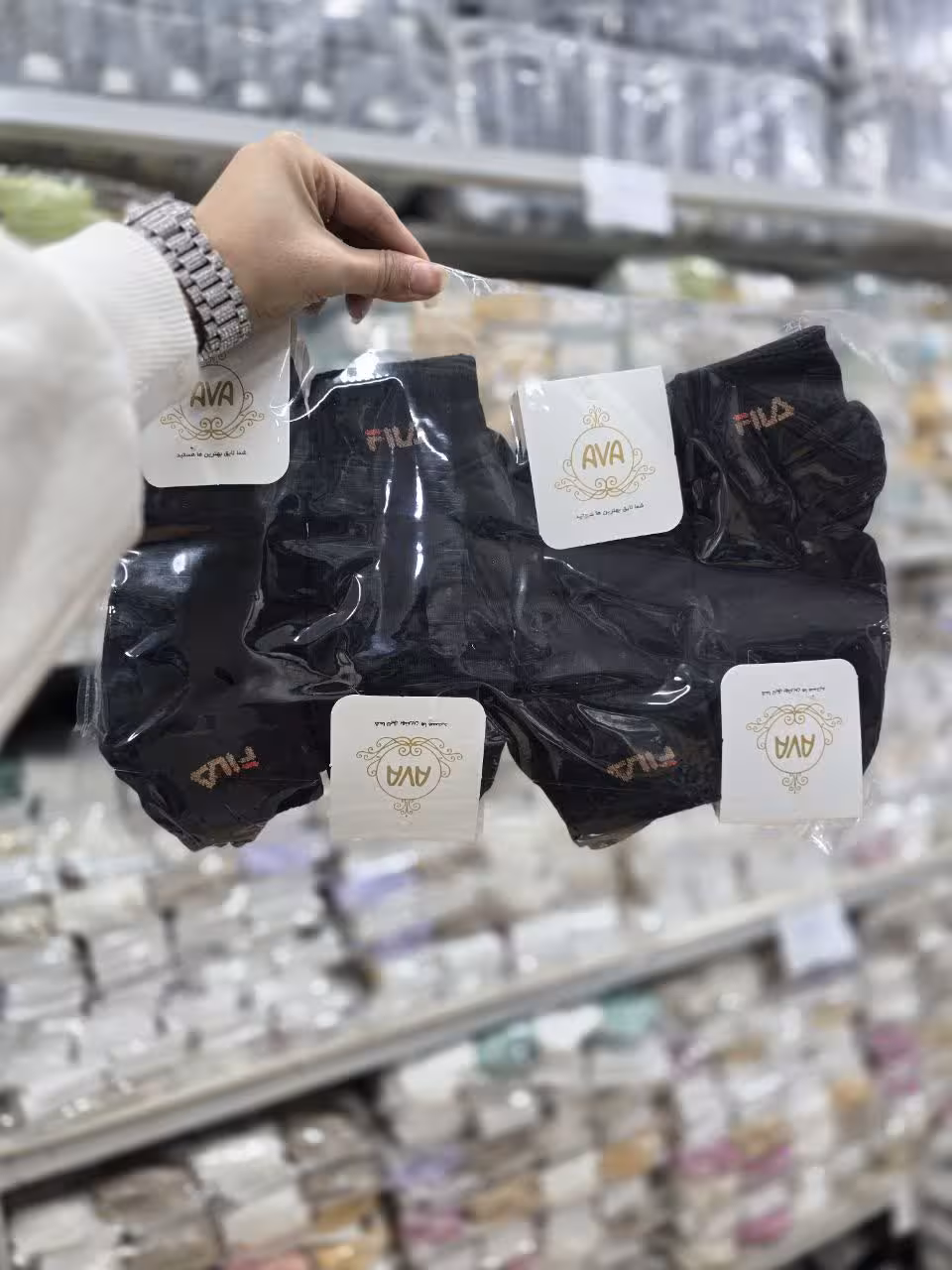 جوراب مچی اسپرت تمام مشکی کش انگیسی طرح فیلا کد 1992