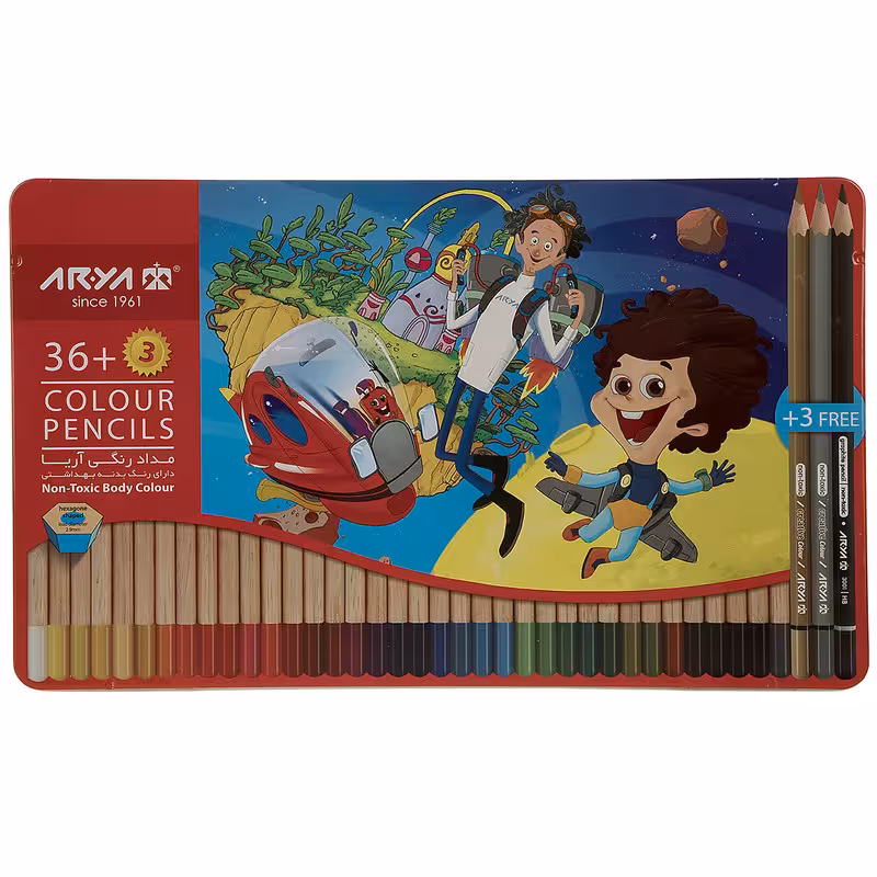 مداد رنگی 36 3 رنگ آریا مدل 3023