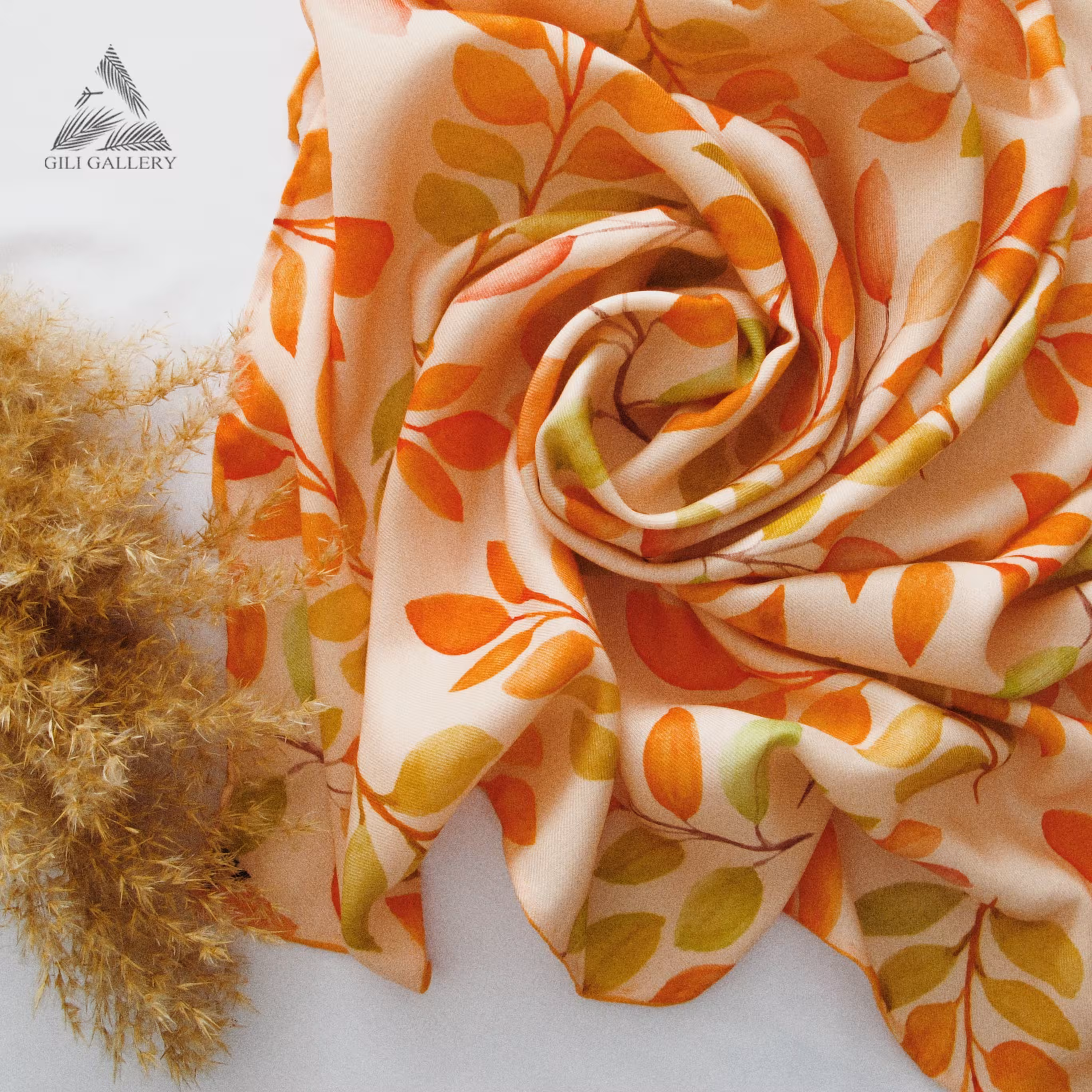 مینی اسکارف طرح  برگ پاییزی