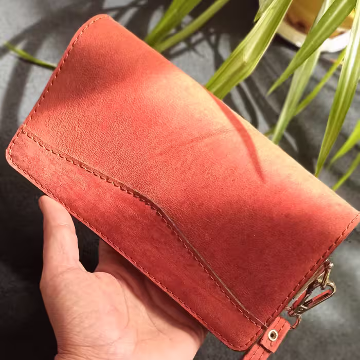 کیف مدارک طبله دار،ساخته شده از چرم هورس شتری،استر بزی صد در صد دست دوز