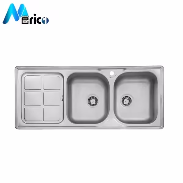 سینک استیل البرز کد 301 توکار دو لگنه