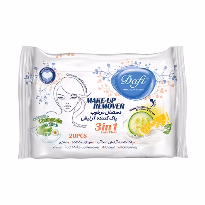 دستمال مرطوب و پاک کننده آرایش دافی بسته 10 عددی