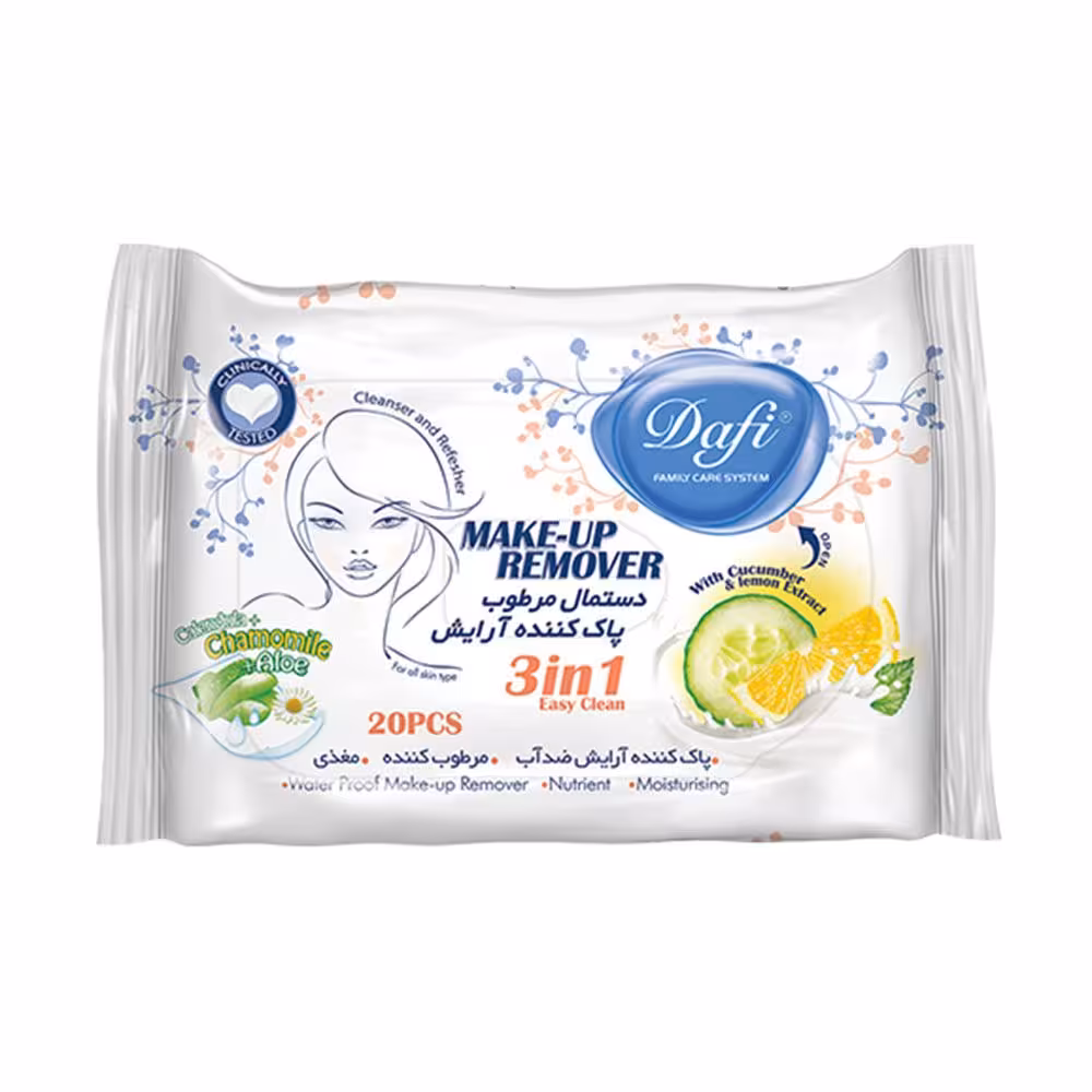 دستمال مرطوب و پاک کننده آرایش دافی بسته 10 عددی