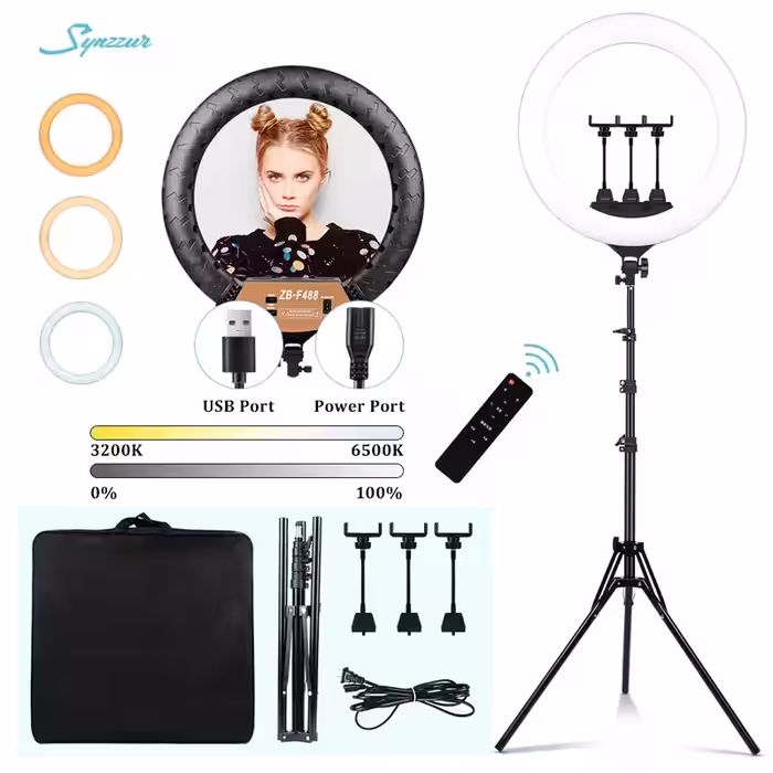 رینگ لایت حرفه ای 21 اینچ هارمونی مدل m21 همراه با سه پایهارسال رایگانProfessional ring light 21 inch Harmony model m21  with tripod
