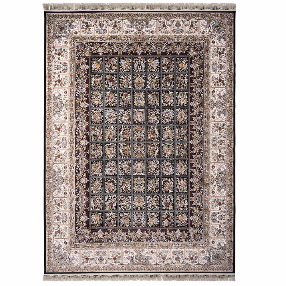 فرش ماشینی طرح شاه نشین سرمه ای 1200 شانه