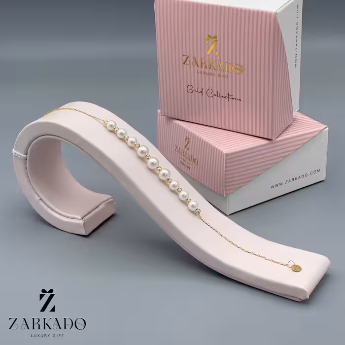 دستبند طلا طرح مروارید و گوی چسبیده کد B24431