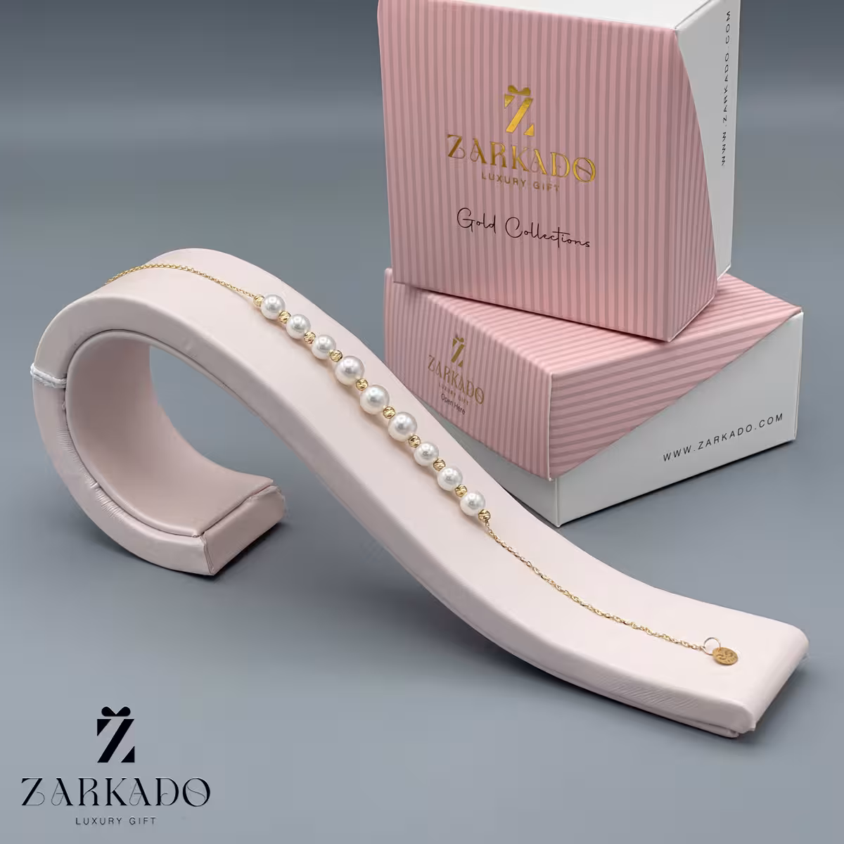 دستبند طلا طرح مروارید و گوی چسبیده کد B24431