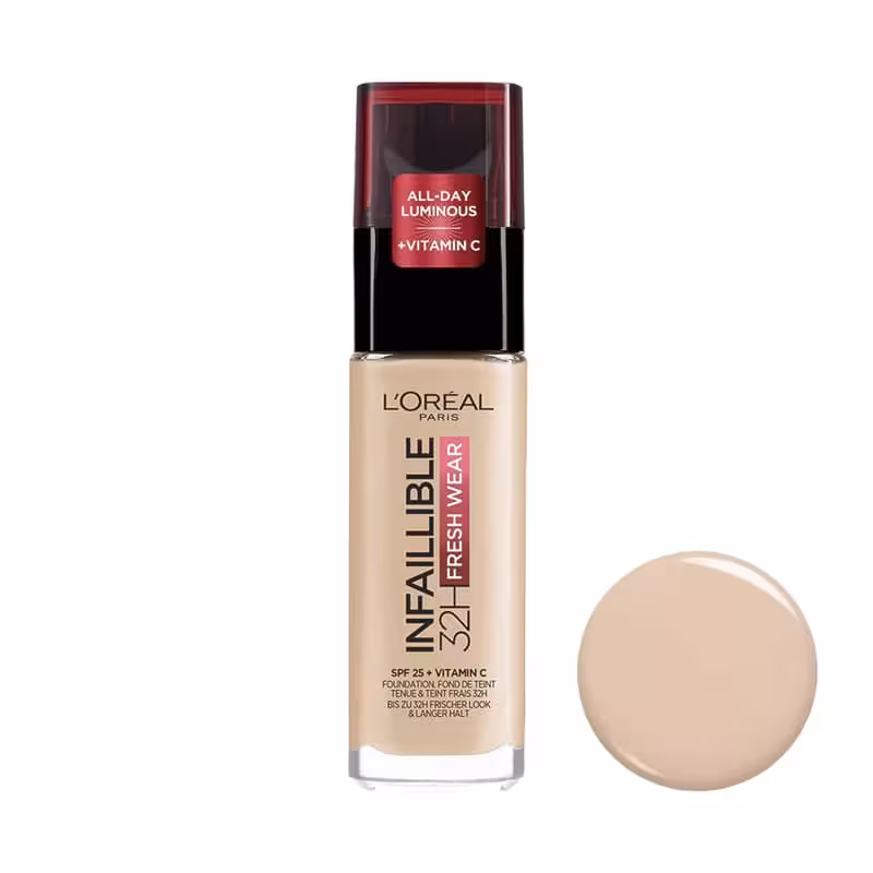 کرم پودر لورال Loreal اصل مدل اینفالیبل فرش وییر 24 ساعته حجم 30 میل (شماره 20)