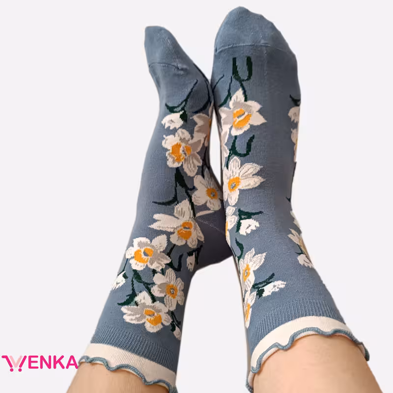 جوراب نیم ساق لبه چین دار کد1045