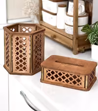 سطل وجادستمال چوبی نرده طلایی