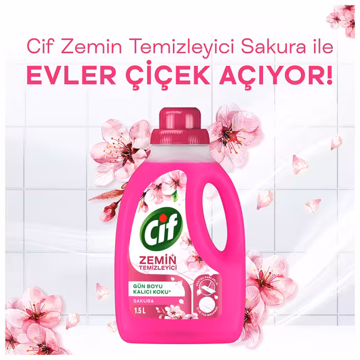 مایع تمیز کننده سطوح سیف cif با رایحه شکوفه های ساکورا حجم 1.5 لیتر