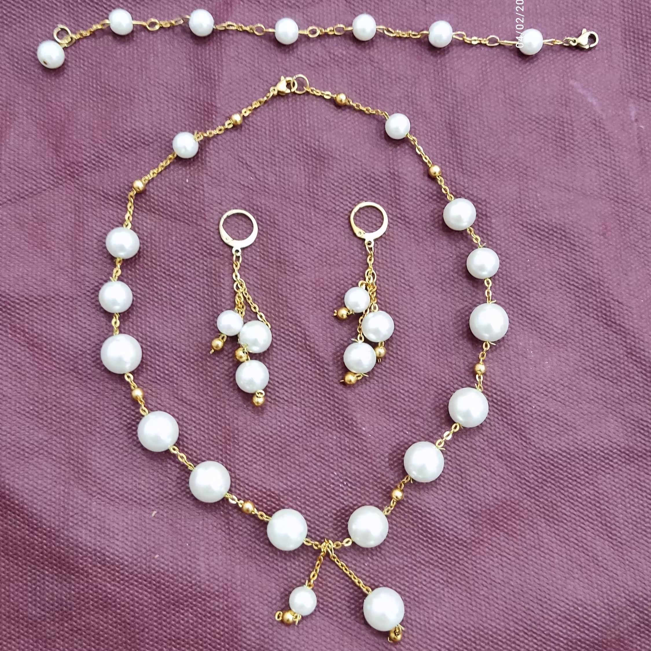 نیم ست مروارید و زنجیر استیل رنگ ثابت