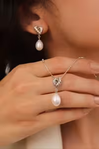 نیمست نقره مروارید اصل وارداتی جواهری کد 00539