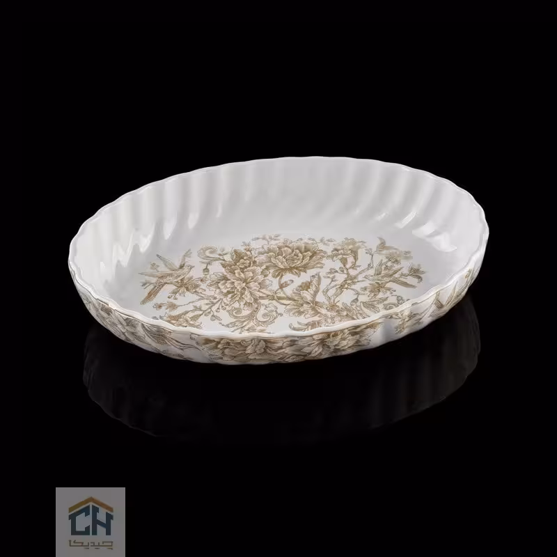 مرغ خوری چینی بیضی متوسط گلدکیش طرح Sarina مدل GK701145-6