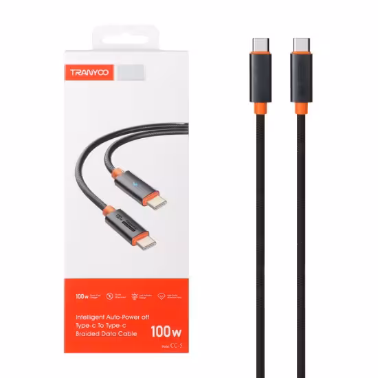 کابل تبدیل USB-C به USB-C ترانیو مدل CC-5 به طول 1.2 متر