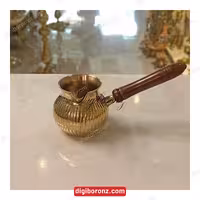 قهوه جوش برنجی برنزی راه‌راه بدون درب متوسط