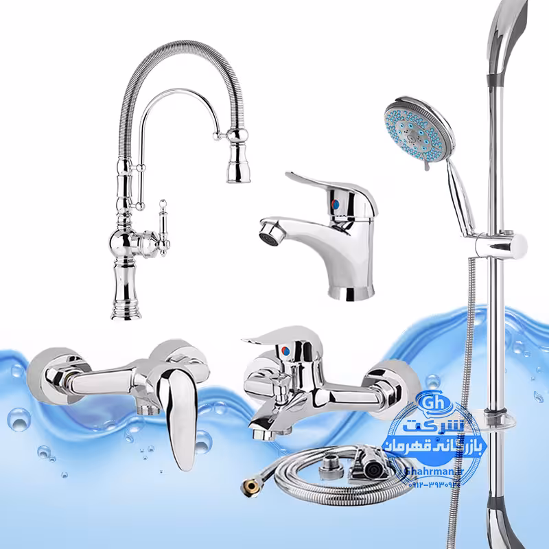 ست 6 عددی شیرآلات برند آیدا صنعت مدل قهرمان | شیر ظرفشویی بیزانس تک‌منظوره   روشویی   حمام   توالت   علم دوش یونیکا   شلنگ توالت | کروم براق