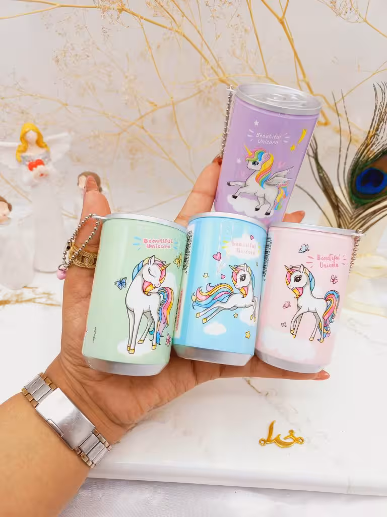 دستمال مرطوب قوطی دایره ای طرح اسب تک شاخ وارداتی و باکیفیت کد F021