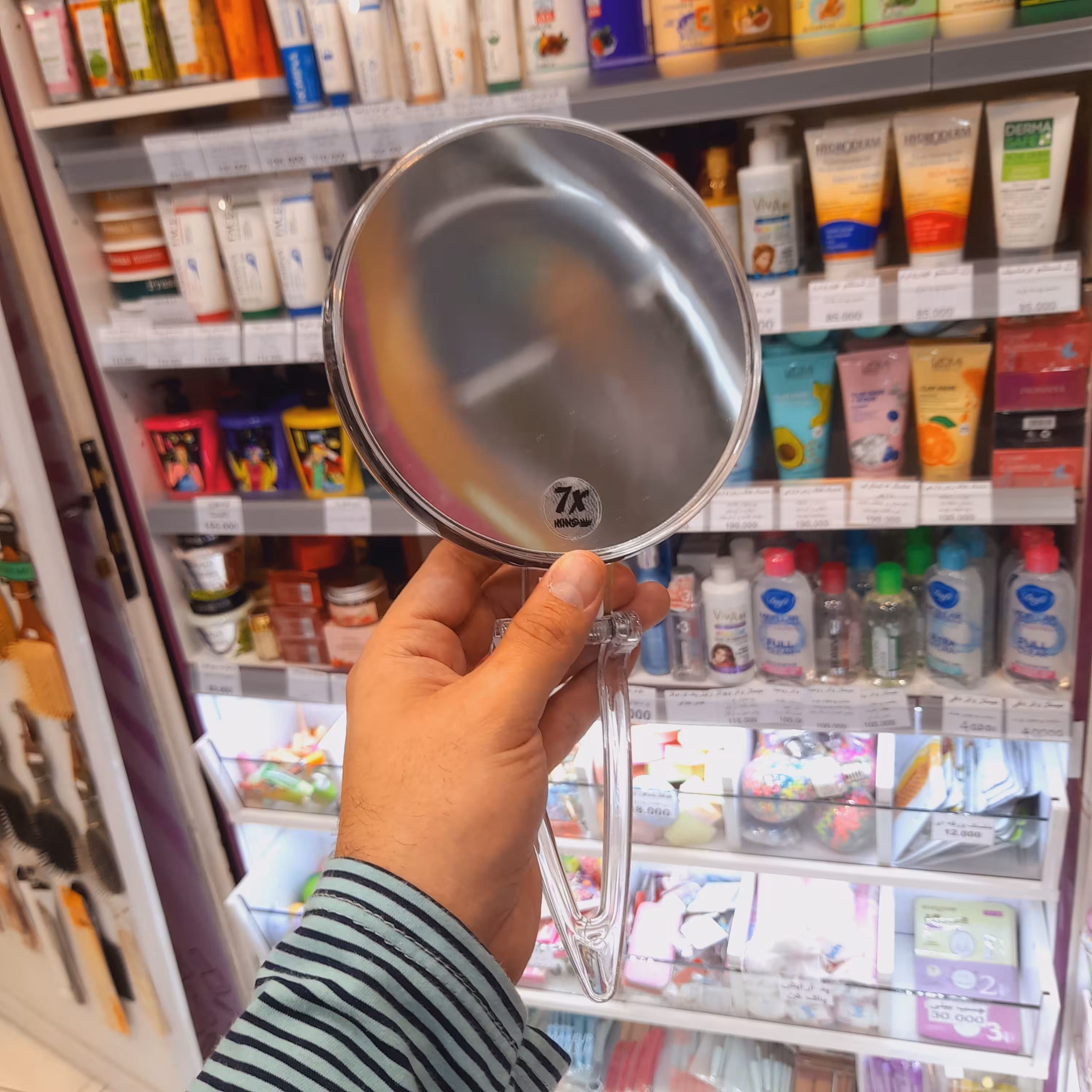 آینه آرایشی بزرگنمایی 7 برابر دوطرفه ایستاده  و دستی و تاشو و دیواری کد 5