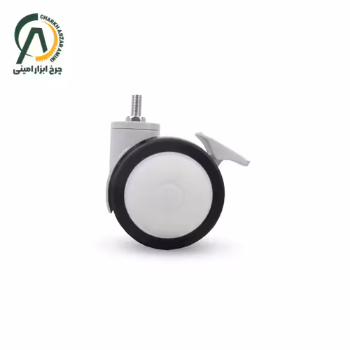 چرخ بیمارستانی دوقلو دورپیو پیچی گردان ترمزدار قطر 75 میلی متر