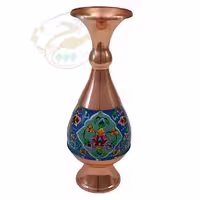 گلدان مس و پرداز 20 سانتی متر
