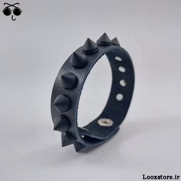 دستبند یک ردیف چرم با اسپایک مشکی