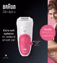 براون اپیلاتور بدن شارژی مرطوب و خشک مدل 5391 آلمان سیلک اپیل (BRAUN Silk Epil 5 Gentle Wet&Dry epilation)