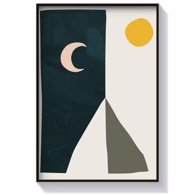 تابلو دکوراتیو بوهو طرح ماه و خورشید با تم سبز