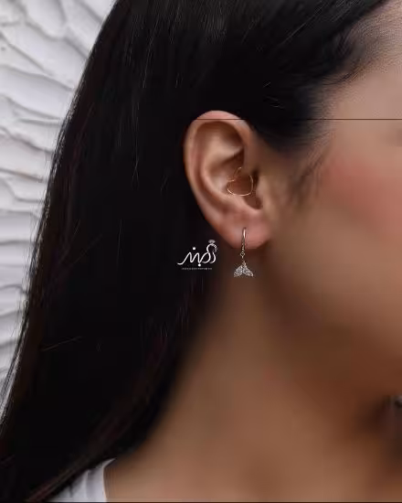 💍گوشواره حلقه ای آويز دار خاص و زيبا ؛ با طراحي زيبا نقره عیار 925  (E_5028)