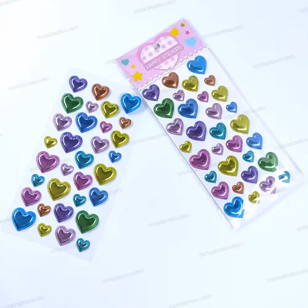 استیکر برجسته قلب رنگی