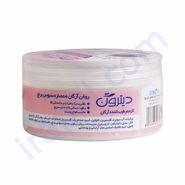 کرم مرطوب کننده آرگان و سبوس برنج دیترون مناسب پوست های خشک و خیلی خشک 200 میلی لیتر