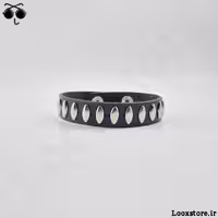 دستبند چرم مدل پانک بیضی یه ردیف