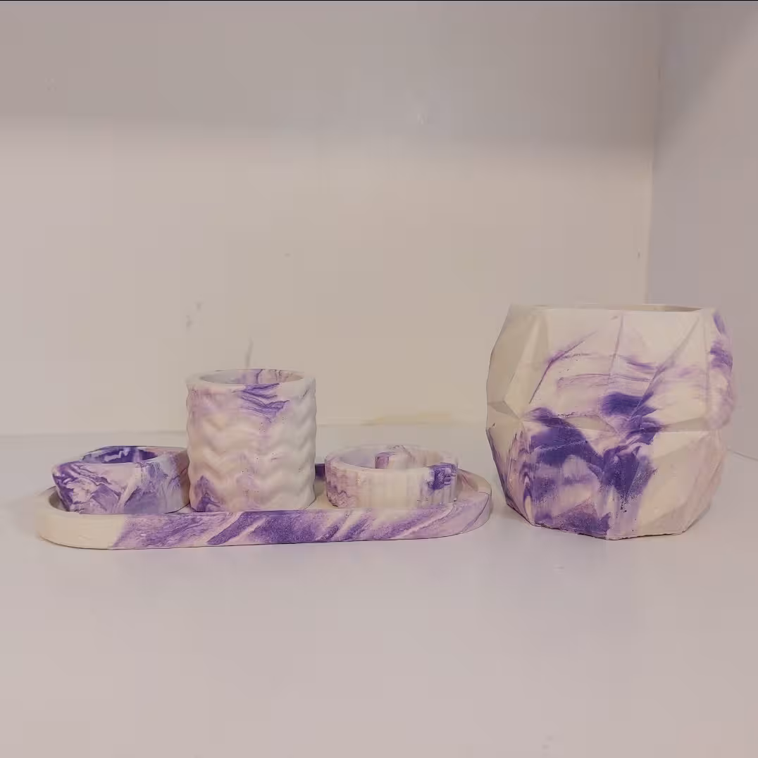 ست جاشمعی و سینی به همراه گلدان(کد110)