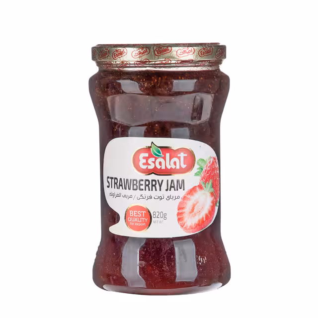 مربا توت فرنگی شیشه ای اصالت 820 گرمی